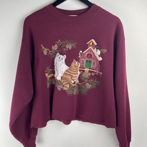 The Best 90s Y2K Cropped Kitten Sweatshirt Ever